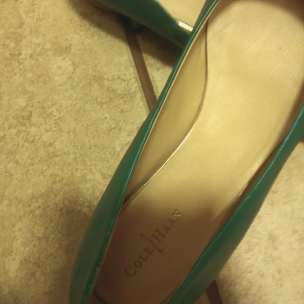 Teal and gold flats